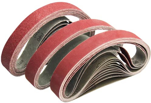 Sanding Belts 20 x 520 mm.5 Different Grits.6 X 40/80/120/180/320 Each,Abrasive Belt Set, for Power Tool Sander for Cleaning Burrs, Paint (30 pcs)