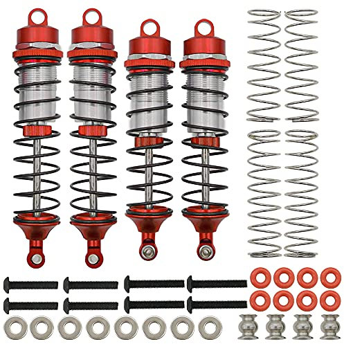 RCAWD RC ARRMA Shock set Auto Stoßdämpfer vorn & hinten montiert Vollmetalldämpfer für Arrma 1/10 Granite Bigrock Senton Typhon Ersatz AR330550 AR330551 Verbessertes Teil 4 Stück (Rot)