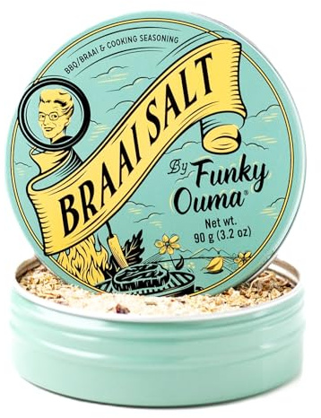 Funky Ouma BBQ Braai Salt 90g | South African Steak Seasoning Rub | Sea salt and mixed herbs, all purpose bbq rub, steak seasoning, no MSG, gluten free, no additives