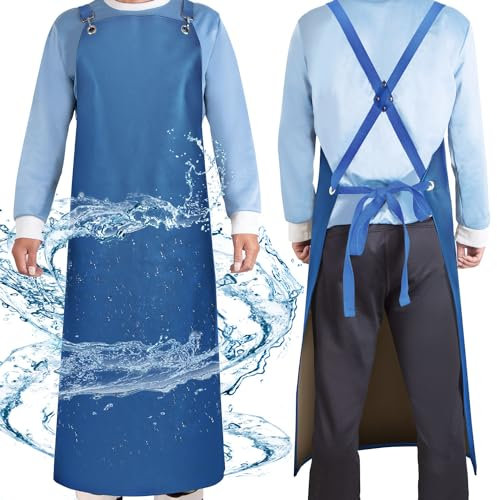 SHEOMERN Wasserdichte Gummi-Schürze, Anti-Reiß Metzgerschürze Verstellbarer Vinyl-Schürze Hohe Beanspruchung Geschirrspüler-Schürze für Geschirrspülen, Metzger, Laborarbeit, Hundepflege