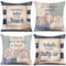 ZHAOMIMI 4er Set Dekorativ Kissenbezug Baumwolle Leinen Sommer Blau Ozean Hülse Kissenhülle Dekokissen Sofakissen für Couch, Auto, Schlafzimmer 45x45 cm