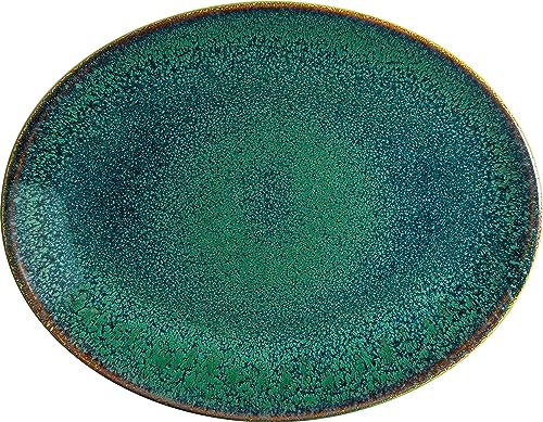 Bonna 6x Servierplatten Speiseteller Essteller Platte Porzellan Geschirr oval Grün Braun Ore Mar Moove 36x28cm