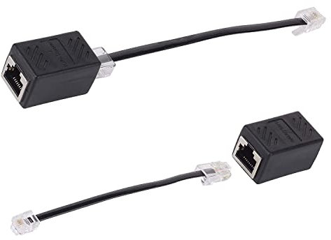 FUSHUI 2 Adaptadores RJ45 a RJ11,Cable Divisor RJ45, Adaptador Hembra a Rj11, Ethernet RJ45, RJ45 8P8C a RJ11 6P4C Cable Conector