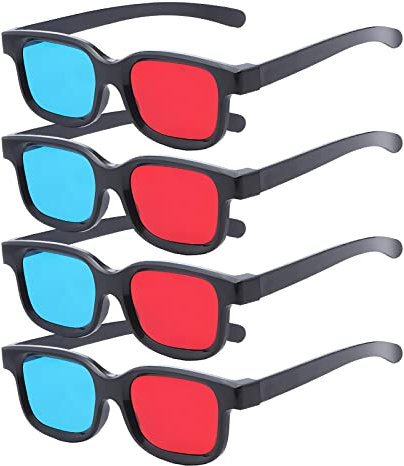 Rot-Blaue 3D-Brille, 3D-Betrachtungsgläser für die Betrachtung 3D-Filme/Spiele und Bilder in rot-blauen Formaten, kompatibel mit gewöhnlichen Fernsehern/Projektoren Etc. Heimkino-Brille 4pcs