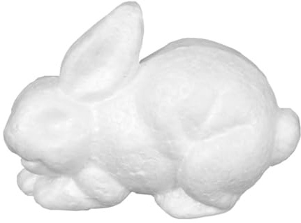 NUOBESTY -Kaninchen-Ornament Aus Styropor 17.3X12.5X8.5Cm - Weißes DIY Hasen-Dekor Für Kinder Basteln Handbemalt Kreative Tischdekoration Für Ostern Und Party