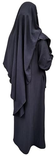 Yaqeen Abaya + Khimar Diamant-Diamant-Dreieck-Schliff-Set, langer Hijab-Muslim-Schal, Jilbab-Muslimisches Maxikleid Gebetskleid, schwarz