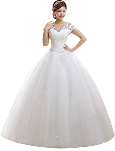 Eyekepper Brautkleid mit doppelter Schulter, bodenlang, Brautkleid, individuelle Größe