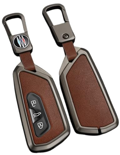 OTMIK Etuis en Cuir pour Clé de Voiture en Alliage de Zinc pour VW Volkswagen Golf 8 MK8 ID.3 ID.4 Cupra Skoda Octavia A8 SEAT Leon MK4 Formentor Tarraco Key Shell Accessories (Brun Mat)