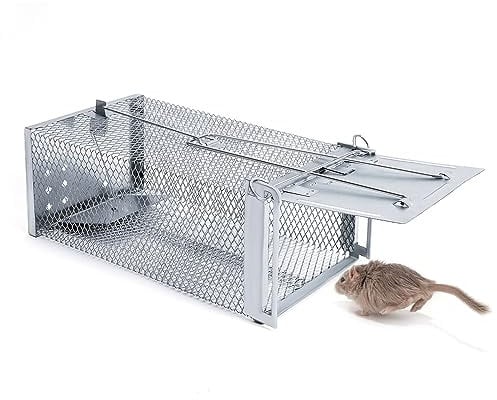 Lebendfalle Mausefalle, XXL Premium Rattenfalle Hochsensitive Mäuse-Futterfalle, Tierfreundlich & Wiederverwendbar Falle Geeignet für Küche Garten Lagerhaus (Silber)