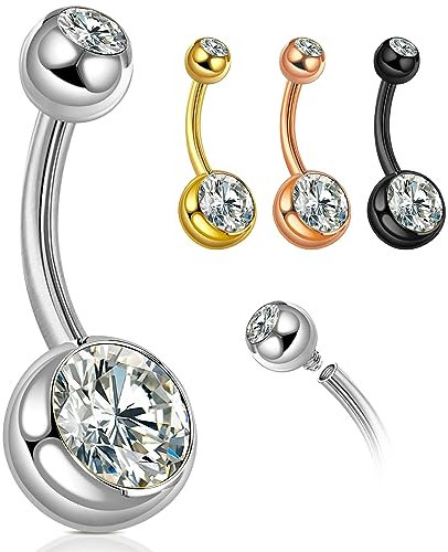 14G Kugel Bauchnabelpiercing Silber 925, Chirurgenstahl, Antiallergie Lang Nabelpiercing Belly Piercing, 12mm Stablänge