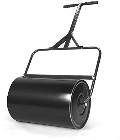 Virzen 40L/48L Garden Grass Roller, Lawn Roller, Water Sand Filled Outdoor Grass Roller for Levelling, Seeding, and Repairing Uneven Ground (Black S)