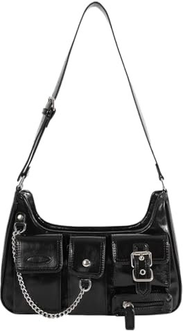 Sunwel Fashion Y2K Kette Geldbörse für Frauen Multi-Taschen Biker Goth Punk Umhängetasche Extra Taille Kette mit Clip, Schwarz