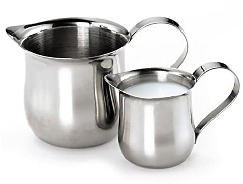 BESTonZON Antióxido 2 Piezas Jarra Vaporera De Leche Jarra De Leche De Metal Taza para Espumar Espresso Jarra para Espumar Leche Taza De Espumador De Leche Jarra De Leche Expreso Moda Café