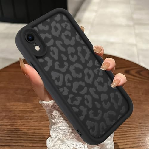 MOWIME Compatible with iPhone XR Case, Cheetah Print Shockproof Soft TPU Protective Cover for Women Girls, Slim Anti Scratch Leopard Case for iPhone XR 6.1 Inch, Black