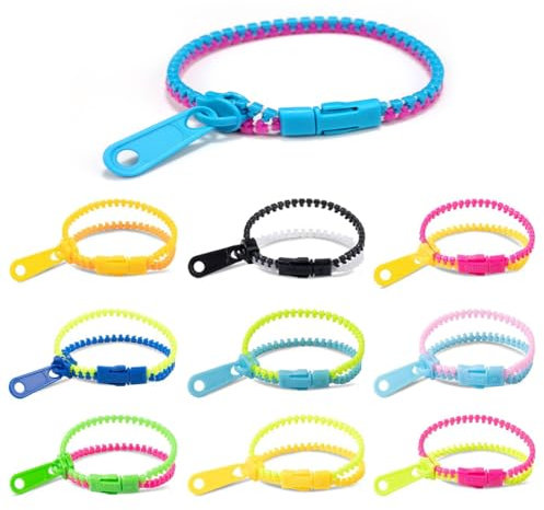 10 Stück gemischte Farben Armbänder sensorisches Spielzeug Stressabbau mit Reißverschluss in verschiedenen Farben Partyarmbänder mit Reißverschluss Freundschaftsarmbänder für Kinder Partytüten
