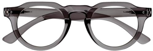OPULIZE RIO Lesebrille mit Blaulichtfilter - Oben Abgeflachter Rahmen - Grau - Damen & Herren - Federscharniere - B53-7 - +1.50