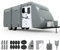 Wohnmobilabdeckung Reiseanhänger Abdeckplane, 7-lagige Dach Camper-Abdeckung, wasserdichte Wohnwagen Abdeckung mit extra Winddichte Gurten, grau, (für 4,8 m-5,5 m)