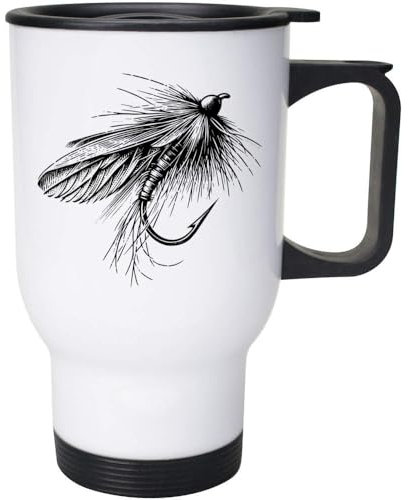 Azeeda 400ml 'Fishing Fly' Reusable Coffee/Travel Mug (MG00076666)