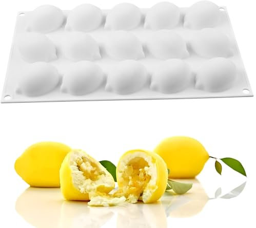 QIUMING Molde de silicona con forma de frutas fresa de mousse de silicona Molde para Tarta de Limón fácil de desmoldar Moldes de Chocolate postres pudín Pastel Mousse para Navidad Halloween (limón)