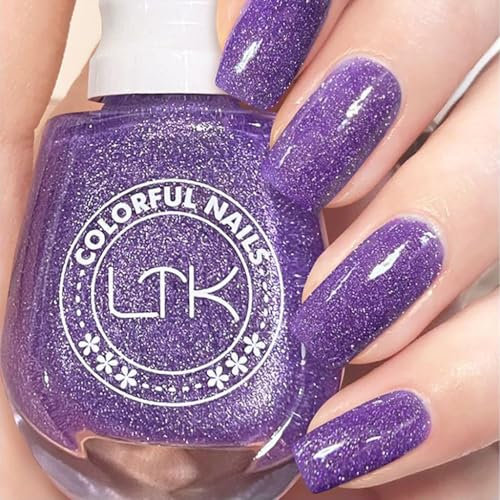 Glitter Nail Polish, Glitter Nail Varnish, Diamond Glitter Quick Dry Nail Polish No UV Lamp Curing, Long Lasting, Chip Resistant, Non-Toxic, Quick Drying, Salon Manicure, At Home (23#Purple)