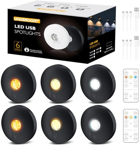 Schrankbeleuchtung mit Fernbedienung,Kabellose USB Aufladbar Vitrinenbeleuchtung LED,Dimmbar,3 Farbtemperaturen,Timer Funktion,Magnetisch– Perfekt für Küche &Vitrine,Indirekte Beleuchtung (6 Stück)