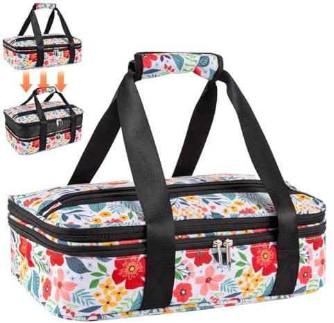 Pioneer Woman Double Decker Food Carrier - Expandable Lasagna Holder for Hot or Cold Food, Fits 9 x 13 Baking Dish