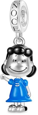 GNOCE Charm Anhänger Peanuts Lucy Anhänger 925 Sterlingsilber Beads Charms für Frauen und Mädchen Schmuckgeschenk für Fans