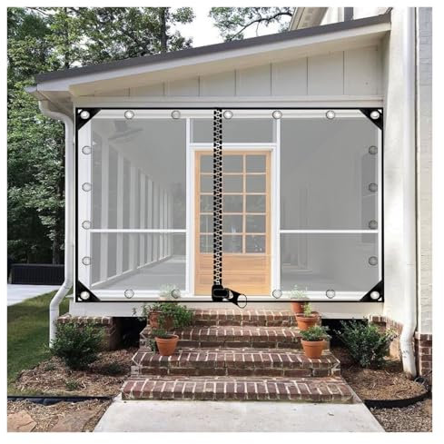 VagxTbs Plane Durchsichtig für Außenbereich Durchsichtig PVC Abdeckplane mit Reißverschlusstür Pflanzenschutz Regen-Vorhänge für Gärten (1x1m)