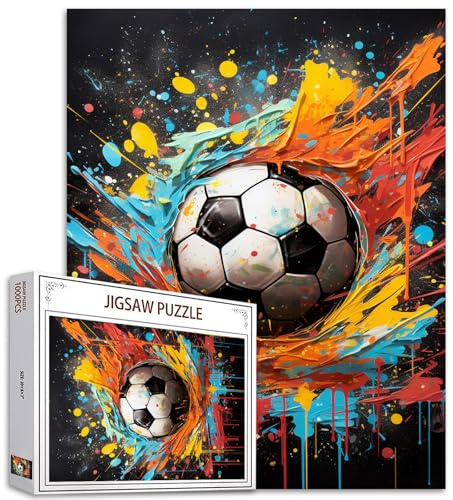 American Football Sport Puzzles - Sport 1000 Stück Puzzle für Erwachsene, Bunte Bälle Puzzle Retro Graffiti Puzzle für Erwachsene Mann 1000 Stück Home Wall Decor Art Puzzles