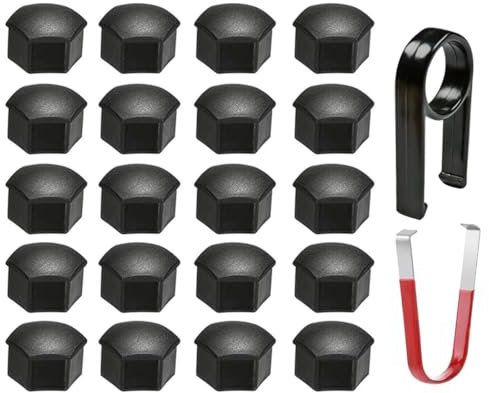 WENGONG 20 Stücke Radschraubenkappen für Peugeot 205 GTI, Schwarz Schutzkappen für Schrauben Kunststoff Kappen Abdeckungen Abdeckkappen für Schrauben,17mm