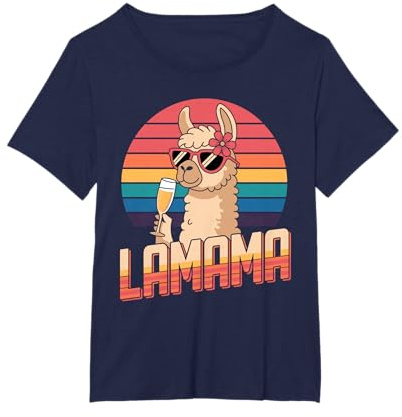Lamama Sekt Lama beste Mama Prosecco Retro Sekt Coole Mutti T-Shirt