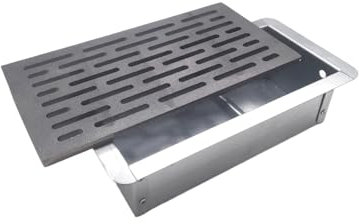 Fonderia Bongiovanni Rejilla de hierro fundido para chimenea | Estufa de pellets | Barbacoa fondo para cenizas | 30 x 16 cm Mod.M | con cajón recogedor de cenizas | Altura 8 cm | Accesorios para