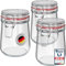 WELLGRO 3x Einmachgläser mit Bügelverschluss rund 800ml, Fermentierglas, Vorratsgläser mit Deckel - Gläser mit Deckel Made in Germany