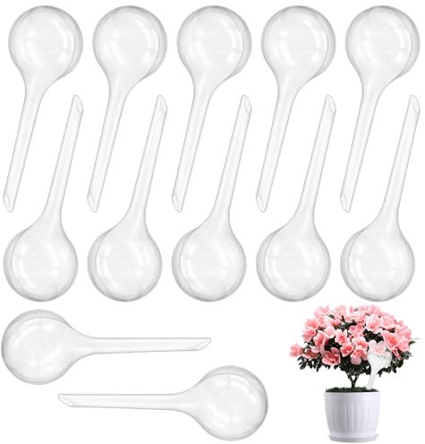 12 Piezas Globos de Riego Automático para Plantas 13 x 5 cm, 70ml Bolas de Riego para Plantas Transparentes de Plástico, Duradero e Inastillable para Macetas Flores Bonsáis Interior y Exterior