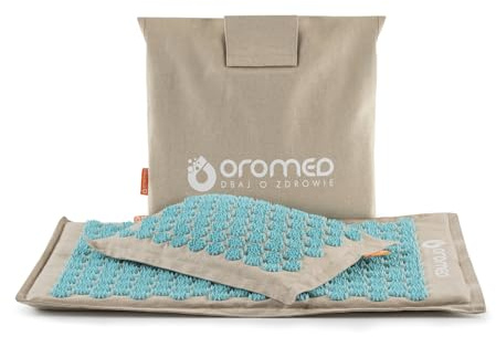 Oromed - Akupressur-Massagematte ORO-HEALTH mit Stacheln für Schmerzen und Schlafstörungen Therapie - Rücken- und Körpermassagematte Grau mit Nackenkissen