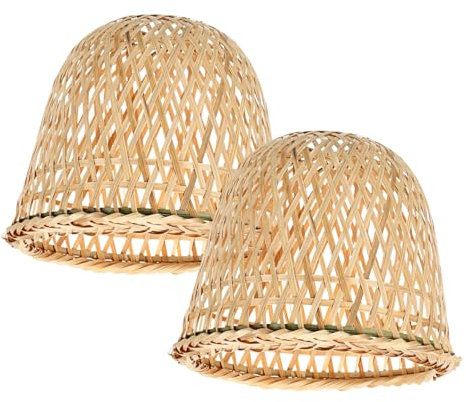 DIYEAH Lot De 2 Abat-Jours En Bambou Tissé En Osier Pour Lampe De Table Style Ferme Style Kaki