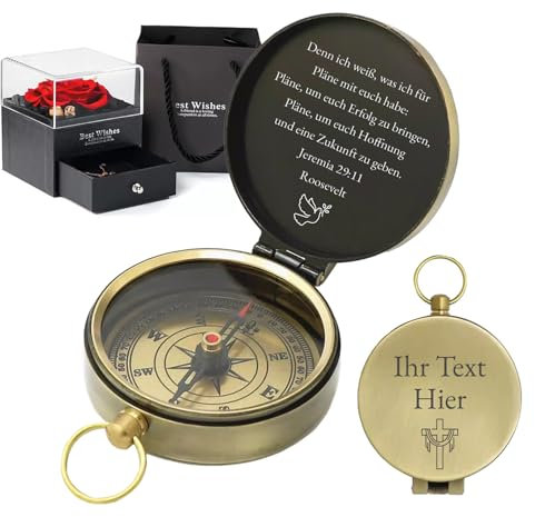 Kompass Personalisiert Kompass Outdoor Kompass mit Gravur Textname Wasserdicht Compass für Kommunion Religiöse Taufe Geschenk (kompass)