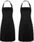 Xialvyu 2 Stück Schürze für Damen Männer, Kochschürze Schwarz Koch Schürze, Unisex Verstellbarem Küchenschürze mit 2 Taschen für Kochen,Hausarbeit,Malen,Backen(Schwarz)