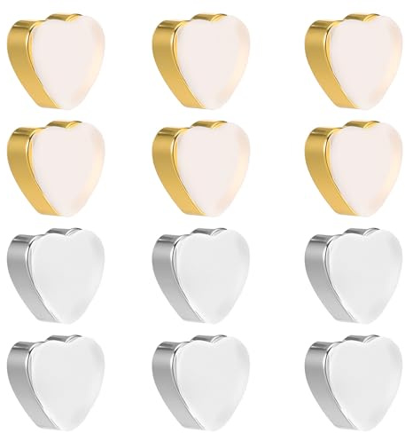 Shimmeroo 12 chiusure piatte in silicone per orecchini a perno, design trasparente e confortevole, ricambi per orecchini pesanti a forma di cuore