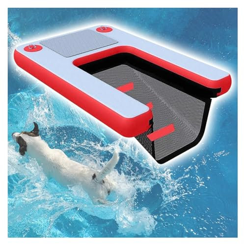 rampe piscine chien Rampe De Piscine Pliable Pour Chien De 150 Cm, Portable Surface Résistante Aux Perforations Rampe Pour Chien Pour Point D'eau, Piscine/Quai/Lac Échelle Flottante Pour Chiot(Red)