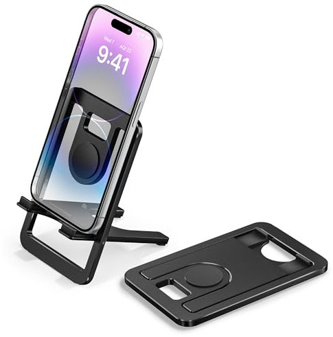 Itramax Soporte para Teléfono,Soporte Aluminio Portátil y Ajustable,Stand Plegable de Oficina Compatible con iPhone 16 15 14 13 12 Plus,iPad Mini 7 6 5,Samsung Galaxy S24 Ultra A55 A54 A53 A73,Kindle