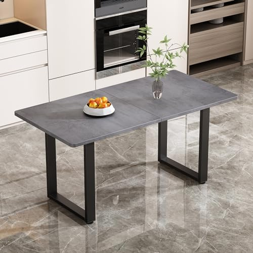 FurnitureR Esstisch im Industriestil, rechteckiger Kaffee-Freizeittisch, moderner einfacher Tisch aus Eisen, Grau