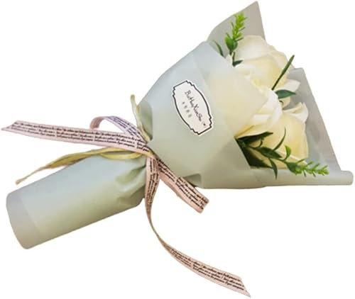 Opemg 3 Köpfe Künstlicher Rosenstrauß, Seifenblütenblätter, Valentinstagsgeschenke für Frauen, beste Freundin und Freundin Valentinstag, dekorative künstliche Blumen künstliche Flora