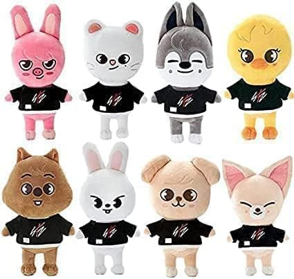 AMLHTY 8 Stück 20 cm Plüsch-Spielzeug, Kpop Stray Kids Puppe aus weichem Plüsch, Skzoo, Cartoon, Plüsch, neue Kleidung, Stil SKZ Zeichnung für Fans