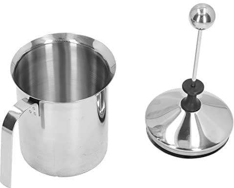WGFOIP 800ML Manual Milk Frother Stainless Steel Milk Foam Maker Hand Pump Foamer for Coffee Lattes Cappuccino with Lid Dishwasher Safe