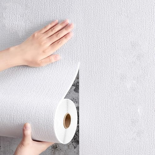 Generisch Dämmtapete Für Innenwände 5 Mm, Wärmetapete Selbstklebend, Isoliertapete Selbstklebend, Möbelaufkleber Wandpapier Texturierte Tapete Für Wohnzimmer Schlafzimmer,Weiß,0.50mx15m