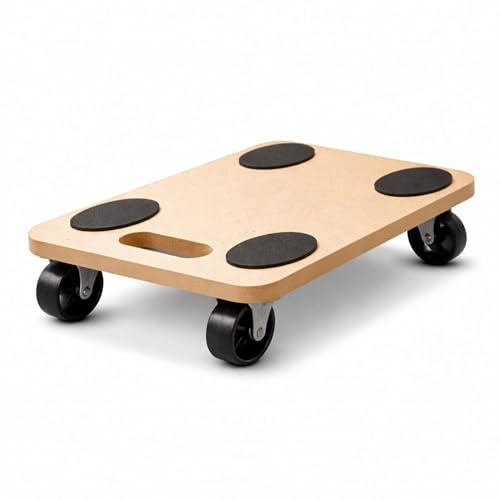1x Rollbrett Transportroller 45 × 26 cm – bis 150 kg Tragkraft – Möbelroller aus MDF mit 4 Lenkrollen & Anti-Rutsch-Pads – Transporthilfe für Umzug, Haushalt & Werkstatt