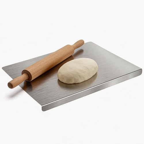 Edelstahl Schneidebrett 40 x 30 cm, Rostfrei Küche Schneidbrettchen, Doppelseitig Schweres Schneidebrett, Rutschfeste Kanten Schneidebrett zum Kochen Bar, Ideal für Obst Gemüse Brot Fleisch Käse Fisch