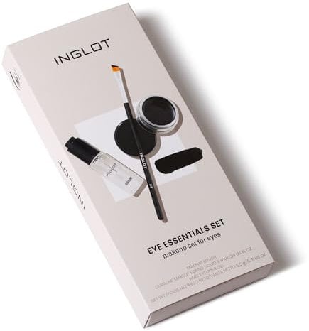 Inglot, Essentials Augen Set, Make-Up Set, die Cremige, Zarte und Langanhaltende Formel, Perfektes und Lang Anhaltendes Make-up, im Set: Duraline, AMC Gel-Eyeliner 77, Makeup Pinsel 31T