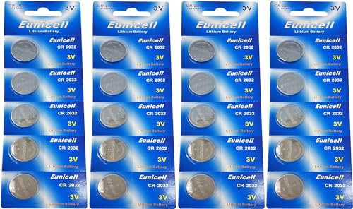 20 x Eunicell CR2032 DL2032 5004LC CR 2032 Lithium Metal Batteries Coin Cells 3v